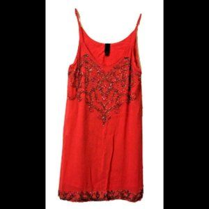 Raga Dress Anthropologie Sz M Go Freely Beaded Mini Pink Lined